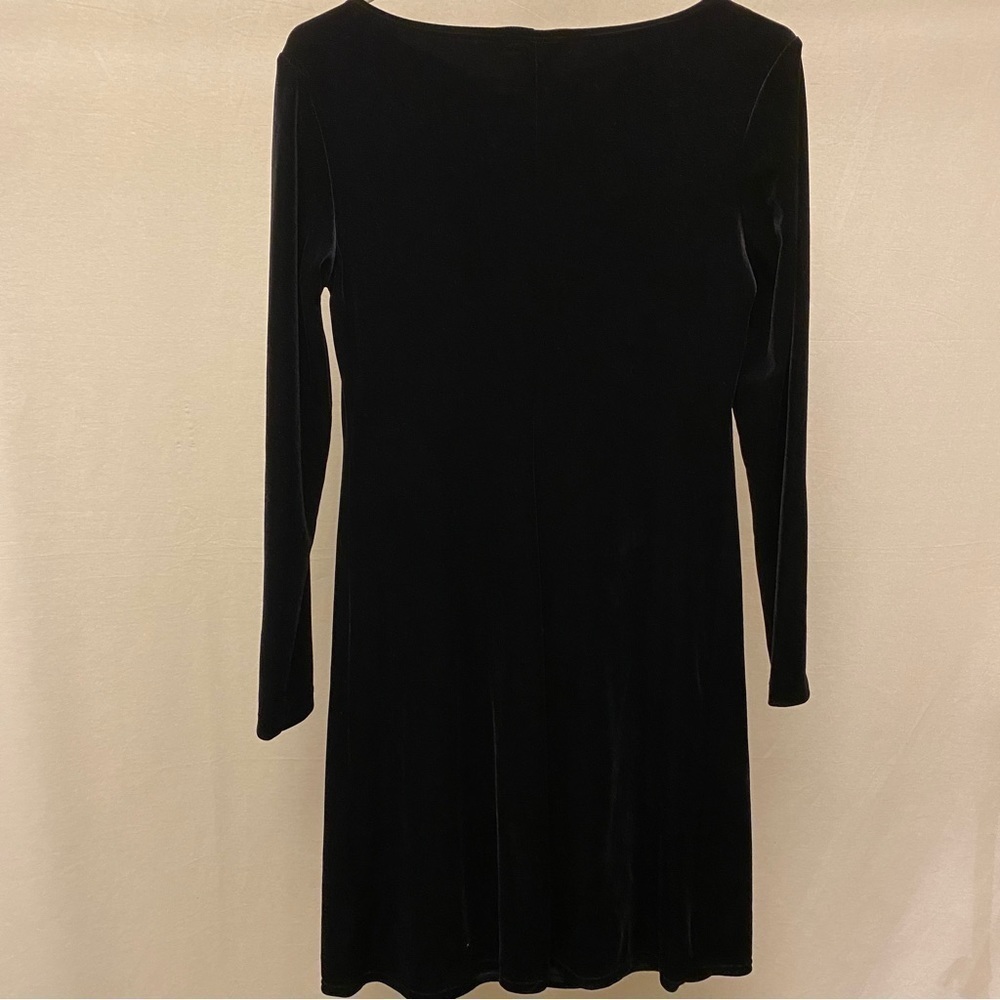 Social Circles 8 Petite Velour Long Sleeve Dress Black Bodycon Some Stretch - Picture 6 of 9